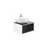 Mueble de baño de 65 cm en MDF con acabado blanco y negro brillante JOIN de Unisan - Con lavabo Join / Con puertas lacadas