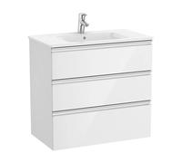 Mueble de baño de 80 cm con lavabo central en color blanco brillo Unik The Gap Roca - Sin toallero / Sin conjunto de patas / Sin caja organizadora + Sin caja organizadora + Sin set de 2 colgadores