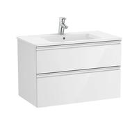 Mueble de baño de 80 cm de ancho con lavabo central color blanco brillo Unik The Gap Roca - Sin toallero / Sin conjunto de patas / Sin caja organizadora + Sin caja organizadora + Sin set de 2 colgador