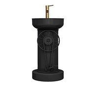 Mueble de baño de estilo industrial moderno con grifo de lavabo y armario de pie negro sin drenaje (16.9 x 33.8 pulgadas)