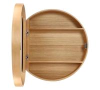 Mueble de baño de madera montado en la pared con puerta plegable de 70 cm, espejo cosmético redondo, almacenamiento decorativo para colgar para una limpieza eficiente del baño.