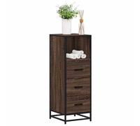 Mueble de Baño Efecto Roble Marrón, Material Madera y Metal, Diseño Estilo Industrial, Armario Multiusos, Cajoneras para Baño, Apto para Baño, Dormitorio y Sala de Estar, 35 x 37.5 x 100 cm