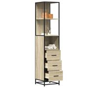 Mueble de Baño Efecto Roble Sonoma,Material Madera de Ingeniería y Metal,Diseño Estilo Industrial,Armario Multiusos,Cajoneras para Baño,Apto para Baño,Dormitorio y Sala de Estar,35 x 37.5 x 166 cm