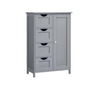 VASAGLE Armario de baño Estrecho con 4 cajones, Estante Ajustable, 30 x 55 x 82 cm, Color Gris Paloma LHC041P36