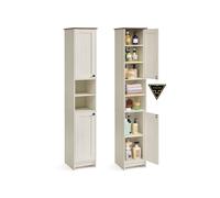 SONGMICS HOME - Mueble de Baño Estrecho, Montaje ultrarrápido sin Herramientas, Mueble Compacto con estantes Ajustables para salón o recibidor, 30 x 30 x 170 cm, Blanco Rústico BBC667WJ01