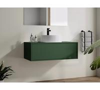 Mueble de baño flotante verde mate con lavabo redondo - 94 cm - TEANA II