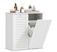 Mueble de Baño HOMCOM con Cesto para Ropa Sucia, Armario de Baño de Madera con Puertas con Rejillas y 2 Cestos, Cesto para Ropa Sucia, para Baño, Lavadero, 70x38x73 cm, Blanco