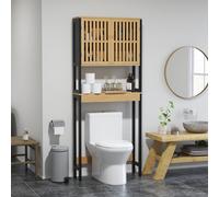 Mueble de baño HOMCOM sobre el inodoro con y estante abierto, mueble de baño de de con puertas de listones, 60x21.5x172cm, color madera