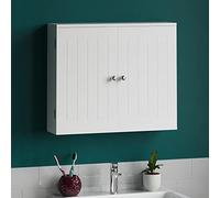 Mueble de baño Home Discount® con Dos Puertas, para Montaje en Pared, Color Blanco