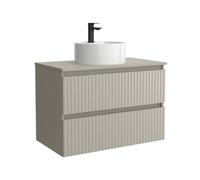 Mueble de Baño Kira 60cm Gris Mate 2 cajones Lavabo sobre encimera 1 poza Porcelana