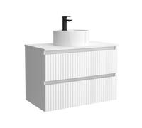 Mueble de baño kira 70cm blanco mate 2 cajones + lavabo 1 poza porcelana