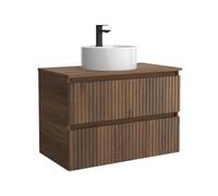 Mueble de Baño Kira 70cm Nogal 2 cajones Lavabo sobre encimera 1 poza Porcelana