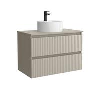 Mueble de baño kira 80cm gris mate 2 cajones + lavabo 1 poza porcelana