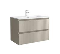 Mueble de baño kira 80cm gris mate 2 cajones + lavabo 1 poza porcelana