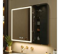 Mueble de baño KWW de doble puerta de 75x70 cm con iluminación LED, luz antivaho, USB