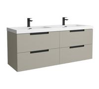 Mueble de Baño Leni 140cm Gris Mate 4 cajones Lavabo Toscana 2 pozas Carga Mineral