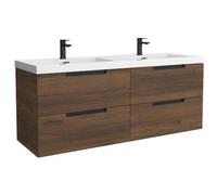 Mueble de Baño Leni 140cm Nogal 4 cajones Lavabo Toscana 2 pozas Carga Mineral