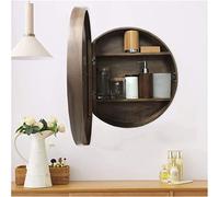 Mueble de baño Moderno de Pared con Espejo, botiquín Redondo suspendido para salón, Cocina y Dormitorio, marrón, 50 cm