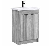 Mueble de baño moderno, lavabo y grifo incluidos, madera de ingeniería | Estanterías Y Compartimentos De Almacenamiento, Puertas Con Bisagras, Estilo Contemporáneo, Montaje Para Dos Personas