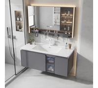 Mueble de baño montado en la Pared con Lavabo y Espejo - Gabinete Flotante con Lavabo Individual, Unidad de tocador Moderna para baño 90cm