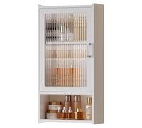 Mueble de baño montado en la pared con mango de madera que ahorra espacio, diseño superior elevado, tamaño compacto para encima del inodoro, 30 x 15 x 60 cm, Senza Fori