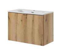 Mueble de baño newport con lavabo y 2 puertas 80x57x39cm- efecto roble [en.casa]