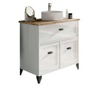 Miroytengo Mueble De Baño Pack Blanco y Roble con Columna (Incluye Lavabo)
