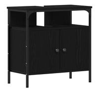 vidaXL Mueble de baño para Lavabo de Madera de Roble Negro 60x30x60 cm, Armario de Lavabo de baño, Mueble lavamanos baño, Mueble bajo Lavabo