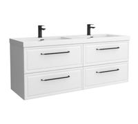 Mueble de Baño Runa 140cm Blanco Mate 4 cajones Lavabo Toscana 2 pozas Carga Mineral