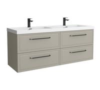 Mueble de Baño Runa 140cm Gris Mate 4 cajones Lavabo Toscana 2 pozas Carga Mineral