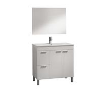 Mueble de baño sabela estilo contemporáneo en color blanco brillo con 2 cajones y 2 puertas 80x80x45 cm (lavabo opcional) 45 cm
