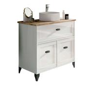 Mueble de baño siena estilo nórdico en color blanco soft y roble cambrian con 1 cajón y 2 puertas (lavabo opcional) 92 cm