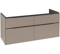 Mueble de baño Subway 3.0 de Villeroy & Boch, iluminación LED, 4 extraíbles, centro de lavabo, 1272x576x478mm, C602L1VM, Color: Frontal/carcasa: Taupe, asa: Volcano Black