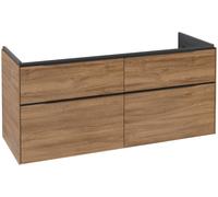 Mueble de baño Subway 3.0 de Villeroy & Boch, iluminación LED, 4 extraíbles, centro de lavabo, 1272x576x478mm, C602L1RH, Color: Frontal/carcasa: roble de Kansas, mango: negro volcán