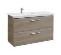 Mueble de Baño Suspendido 110 cm con Lavabo y 2 Cajones Blanco y Fresno Unik Prisma Roca - Sin toallero / Sin conjunto de patas / Sin caja organizadora + Sin caja organizadora + Sin set de 2 colgadore