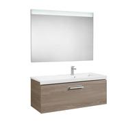 Mueble de Baño Suspendido 110 cm con Lavabo y 2 Cajones Blanco y Fresno Unik Prisma Roca - Sin toallero / Sin caja organizadora / Sin caja organizadora + Sin set de 2 colgadores