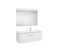 Mueble de Baño Suspendido 110 cm con Lavabo y 2 Cajones Blanco y Fresno Unik Prisma Roca - Sin toallero / Sin caja organizadora / Sin caja organizadora + Sin set de 2 colgadores