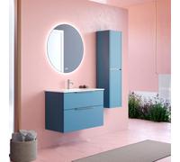 Mueble de Baño Suspendido con Lavabo Cerámico Galsaky | Mueble Baño Volado de 2 Cajones Cierre Amortiguado y Organizador | Guías Hettich | Island Mate Tirador Cromo | 60cm