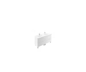 Mueble de baño suspendido de 120 cm en tablero aglomerado color blanco área Denia de Unisan - Con espejo