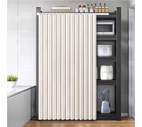 Mueble de cocina blanco roto - Persianas de privacidad a prueba de polvo para estantería y zapatero autoadhesivo, guía deslizante, tela opaca, 130 x 60 cm, elegante decoración del hogar