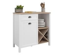 Mueble de cocina buffet bajo coper con botellero estilo nórdico color blanco y roble jackson 95x92 cm 43 cm