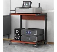 Mueble de Control de Esquina Moderno de Doble Capa para Soporte AV o-VideoStand con Ruedas, Que Incluye estantes de Madera Ste Rac Ajustables en Altura y un Soporte con estantes de almacenam