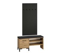Mueble de entrada con perchero y zapatero 1 puerta liora madera y negro