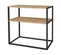 Miroytengo Mueble de Entrada Recibidor Rus con Base Inferior Estantes Negro y Roble Safir 90x90x34 cm