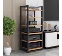 Mueble de esquina para audio y video, soporte para altavoces y amplificadores de equipos audiovisuales, estante abierto para discos y CD para sala de estar, cocina y hogar, soporte para reproductor