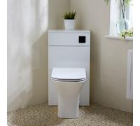 Mueble de Esquina para Inodoro Blanco con WC Avenham - con Pulsador de Descarga Negro - Cluo