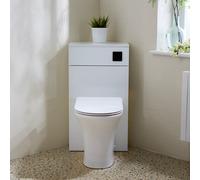Mueble de Esquina para Inodoro Blanco con WC Marbury - con Pulsador de Descarga Negro - Cluo