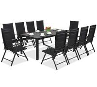 Mueble de jardín de aluminio polywood con mesa grande Verona para 10 personas Garden Point negro