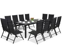 Mueble de jardín de aluminio polywood con mesa grande Verona para 12 personas Garden Point negro