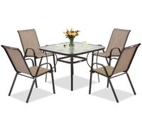 Mueble de jardín de metal Modena para 4 personas con mesa cuadrada Garden Point marrón